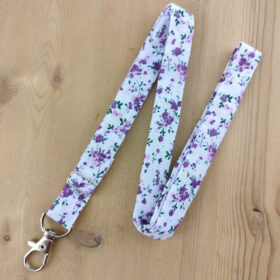 Dragonne porte badge / clés - Motif Floral Beige & Marron