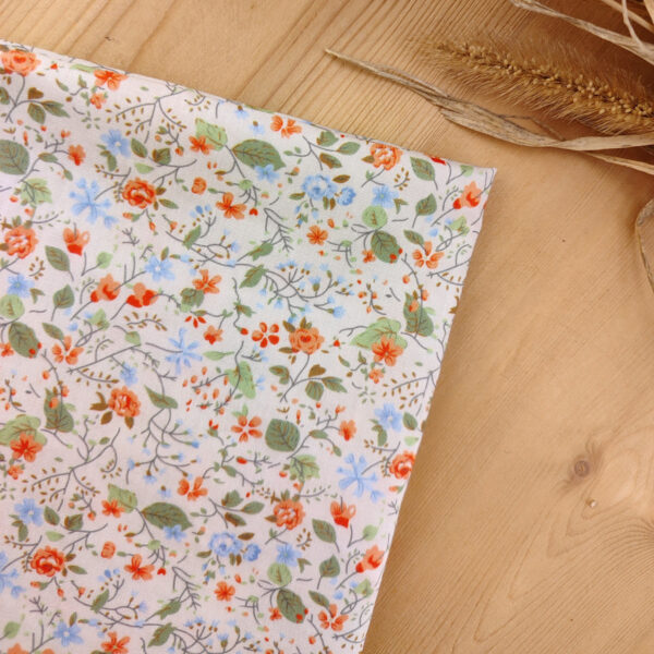 Pochette de Costume en Coton Liberty – Collection Fleurie Orange & Verte
