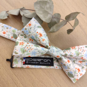 Noeud Papillon Homme en Liberty Fleuri orangé et vert