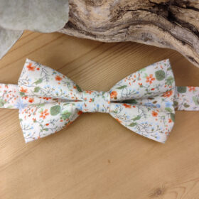 Noeud Papillon Double en Liberty Fleuri orangé et vert