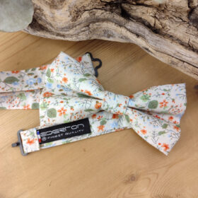 Noeud Papillon Double en Liberty Fleuri orangé et vert