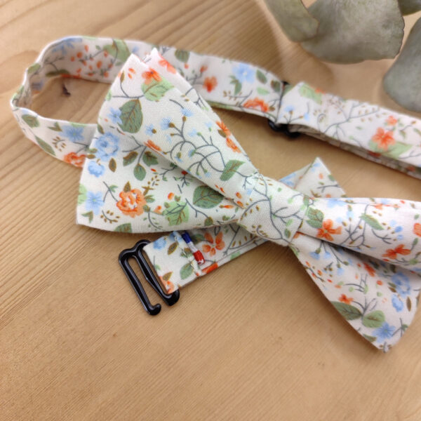 Noeud Papillon double Enfant Liberty Fleuri – Orangé, Bleu Ciel & Vert