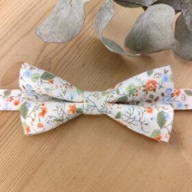 Noeud Papillon double Enfant Liberty Fleuri – Orangé, Bleu Ciel & Vert