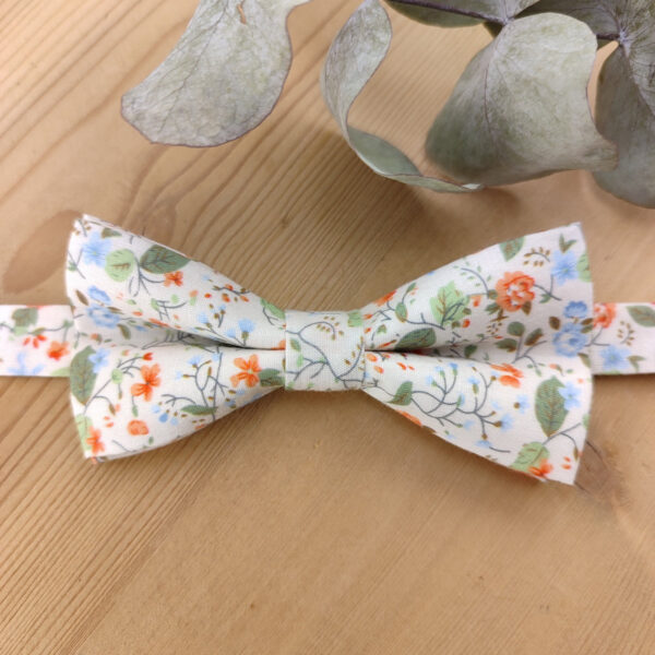 Noeud Papillon double Enfant Liberty Fleuri – Orangé, Bleu Ciel & Vert