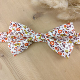 Noeud papillon Liberty orangé/vert & terracotta – Modèle cérémonie