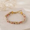 Bracelet Ruban en Coton Liberty Floral orangé et vert