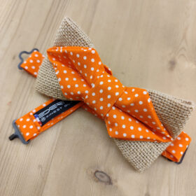 Noeud papillon double en Liberty orangé/vert