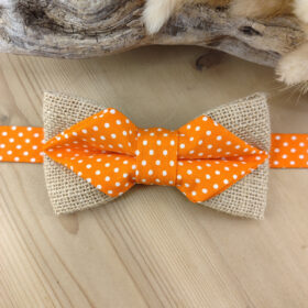 Noeud papillon double en Liberty orangé/vert
