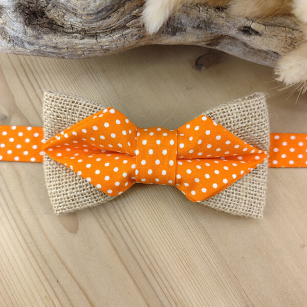 Noeud papillon double en Liberty orangé/vert