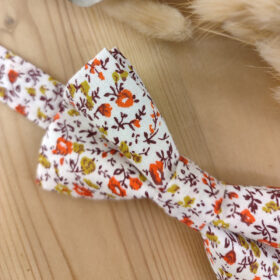 Noeud papillon double en Liberty orangé/vert