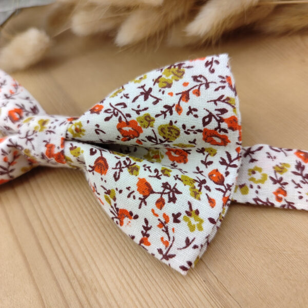 Noeud papillon double en Liberty orangé/vert