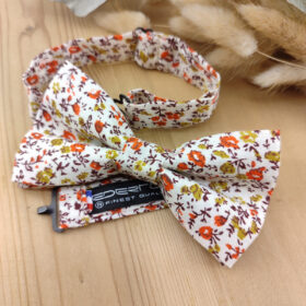 Noeud papillon double en Liberty orangé/vert