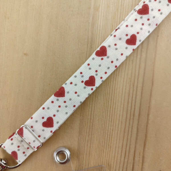 Dragonne de poignet en tissu cœurs rouges - Cordon smartphone
