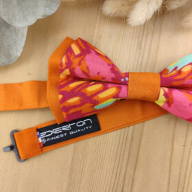 Noeud Papillon Coton Orange Brûlée et Popeline Fleurie Rose Fuchsia