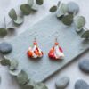 Boucles d'oreilles pendantes "Fleurs de Tissu" – Orange, Fuchsia & Argenté