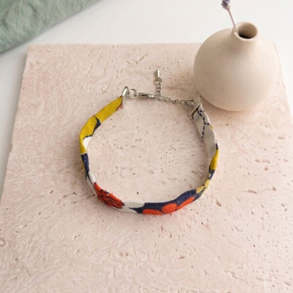 Bracelet lanière Tissu Vintage Motif Floral Rétro
