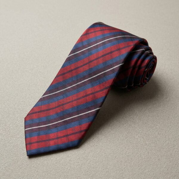Cravate tartan rouge et marine