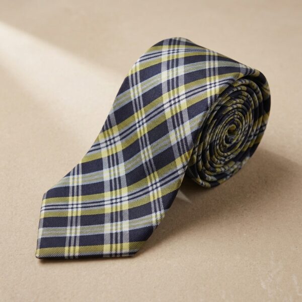 Cravate tartan bleu marine