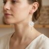 Boucles d'oreilles pendantes fleur en dentelle et perles - Ederton