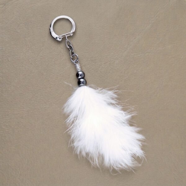 Porte clés en plumes d'autruche pour licol / sac