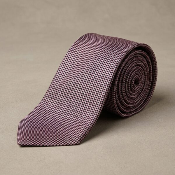 Cravate en soie jacquard vieux rose et noire