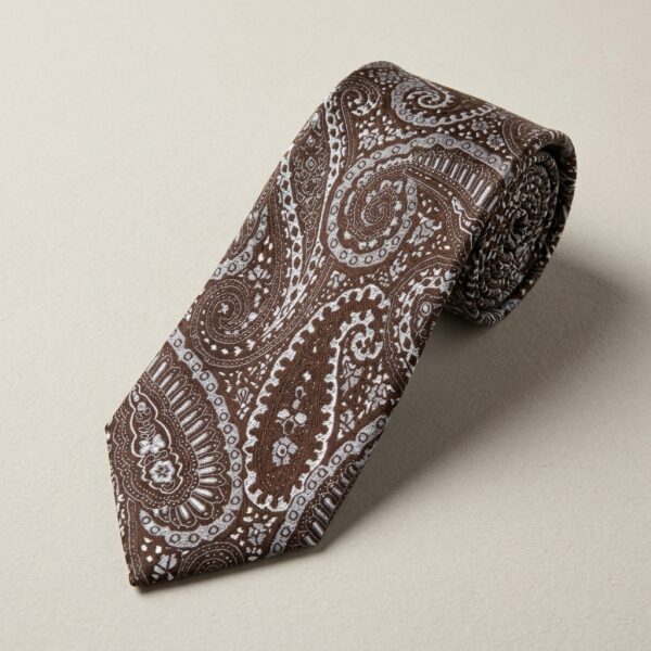 Cravate marron motif cachemire