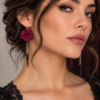 Boucles d’oreilles gothiques fleurs avec chaînes et pendentifs noirs - Ederton